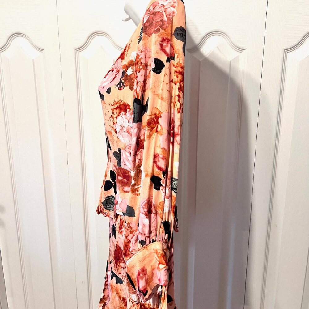 Anthropologies JAASE-Maxi Peach/Floral Long Tiered Ruffle X Small Dress-Boho - Picture 8 of 16